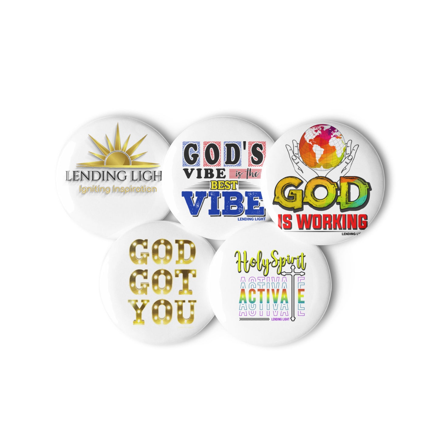 Inspirational Set of 5 pin buttons