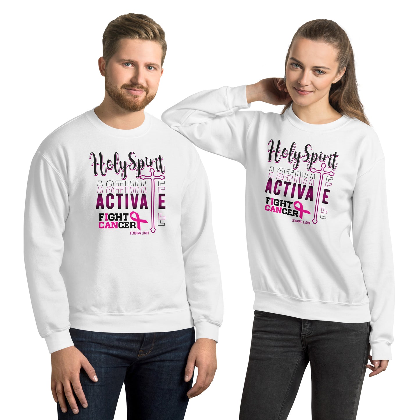 Holy Spirit Activate Fight Cancer Unisex Sweatshirt light